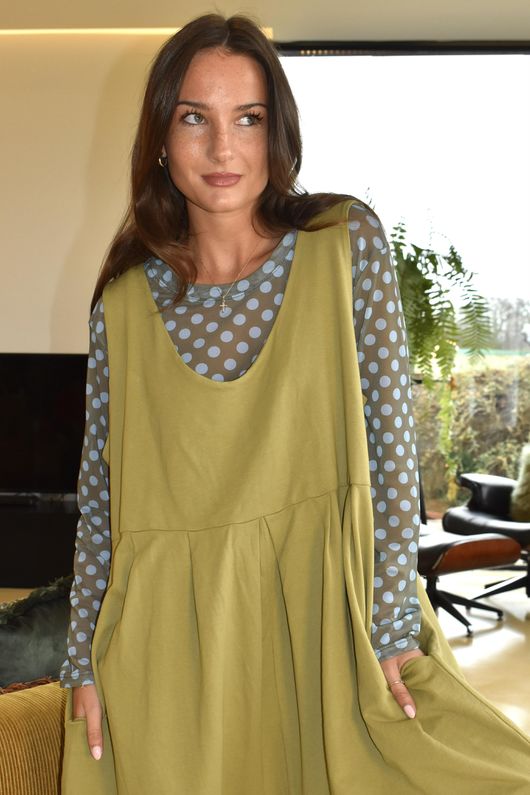 Bobby Mesh Layering Top Dopamine Dot Khaki Baby Blue